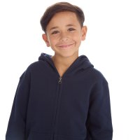 11C170: Older Kids Brushed Back Fleece Zip Hoodie- Navy (7-13 Years)